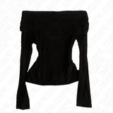 Shopmocho Sexy Punk Y2k Long sleeve Crop Top One shoulder Harajuku Grunge Goth Pullover Streetwear Hip Hop Baby Tee Retro Fashion Top EMO