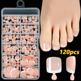 SHOPMOCHO 120Pcs Pink French Short Square Fake Nails 12-Sizes Full Cover Press On Nails Wearable Detachable Finished False Fingertips *TD