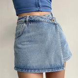 Shopmocho Summer High-waisted Slimming Denim Skirt For Women Versatile Unique Fashionable Exposure-proof Irregular A- line Shorts