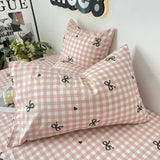Shopmocho Plaid Bow Knot Pillowcase Korean Y2k Fashions Women Blackpink Dakimakura Sleeping Pillows Cover Bedroom Decoration Girl Gifts