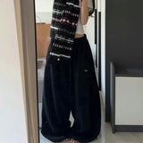 SHOPMOCHO American Black Retro Hip-Hop Oversized Women Casual Sweatpants Korean Streetwear Loose High Waist Jogging Wide Leg Pants