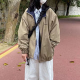 Shopmocho Harajuku All-Match Bomber Jackets Women Streetwear Hip Hop Oversize Zipper Coat Korean Loose Student Baseball Uniform Outerwear