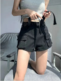 SHOPMOCHO Women's High Waist Mini Skirt Y2K Denim Workwear Shorts Elastic Slimming Summer Hot Pants Trendy Plus Size Skirts for Ladies