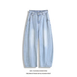 SHOPMOCHO Man Pants Mens Jeans Summer New High Street Fashion Casual Thin Ice Silk Curved Blade Trousers For Men