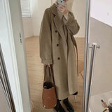 Shopmocho Women's Woolen Coat Hot Sale Of The Season Mid-Length Autumn Winter Thickened Loose Fit Hepburn Style Small Size Elegant Outerwe