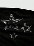 SHOPMOCHO Rhinestones Star Pattern Tube Top for Women Sexy Off the Shoulder Ruched Crop Top Summer Y2K Clothes Streetwear