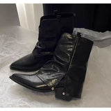 SHOPMOCHO Elegant Female Ankle Women's Boots Retro Modern Boots Women Pointed Toe Slip on Square Heel Shoes Women ZapatosMujer