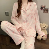 SHOPMOCHO Spring and Autumn New Ladies Korean Pajamas Homewear Set Girls Students Long-Sleeved Pajamas Senior Sense of Homewear Set