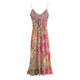 Shopmocho Women's Slip Dress 2025 New Fashion Summer Patchwork Print Backless Dresses for Women Casual Chic Ladies Midi Dress