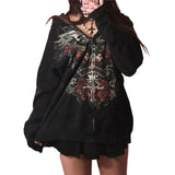SHOPMOCHO Mens Black Zip Hoodie Skull Print Dark Style Cotton Streetwear Jacket Casual Long Sleeve Pullover Hooded Sweatshirt Graphic