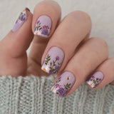 Shopmocho 24Pcs Short Square Head Summer Fake Nail Colorful Gradient with Design Simple Full Cover False Nail Wearable Press on Nails Tips