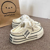 Shopmocho New Casual Height Increasing Platform Canvas Shoes Women Summer Outer White Sneakers Slipper Slip on Sandals Vulcanize Shoes
