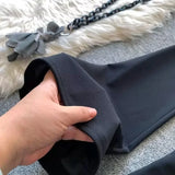 Shopmocho High Waist Casual Pants Women's Yoga Butt Covering Skirt Elastic Slimming Drapey Suit Long Pants Black Two-Piece Set