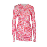 Shopmocho Spring New Women Dresses Sexy Pink Leopard Print Dress Streetwear Fashion Hollow Out Long Sleeves O-Neck Female Dresses Clothing