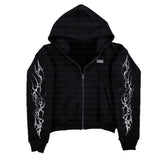 SHOPMOCHO 2025 new European and American retro punk complex design printed zipper cardigan hoodie trousers sweatpants suit street wear