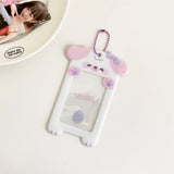 Shopmocho Ins Style Cartoon Puppy Photocard Holder With Keychains Cute 3inch Cards Protect Sleeves For Students