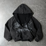 SHOPMOCHO Y2k Gothic Punk Style Printed Star Spot Embroidered Zipper Hoodie Men and Women Fashion Harajuku Retro Oversized Bat Sleeve Top