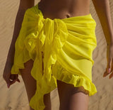 Shopmocho Bestwayclox Ruffle Bikini Cover Ups Short Skirt for Women 2025 Summer Sun Protection Sarong Bikini Beach Dress Brazilian Sarong