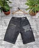 SHOPMOCHO Baggy Y2K New Trend Harajuku Hip-Hop Rock Joker Street Mens Sports Pants Gothic Retro Embroidery Loose American Denim Shorts