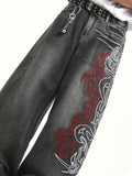 SHOPMOCHO Y2K High Street Dark Fashion Gothic Unisex Jeans American Harajuku Baggy Straight Pants Hip Hop Rock Trend Wide Pants
