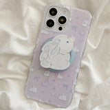 Shopmocho Cute Cartoon Rabbit Quicksand for Magsafe Griptok Holder Phone Finger Ring Stand Support for IPhone 15 Girl Bracket