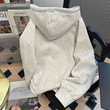 Shopmocho Vintage Cute Dog Print Sweatshirt Open Cardigan Men Women Autumn Loose College Style Casual Match Hat Hoodie Jacket