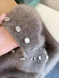 SHOPMOCHOLuxury Fluffy Knitted Cardigan Sweater Design Double Breasted Sweater Coat Women Autumn High-end Lazy Zipper 2000s Y2k Knit Top
