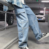 SHOPMOCHO Cargo jeans Men Loose Straight Baggy Men's Jeans Mopping pants hip hop Streetwear Skateboard Neutral denim Wide Leg Denim pants
