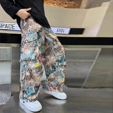 Shopmocho Child Pants 2025 New Spring Boys Trousers Teenager Autumn Fashion Clothing Kids Wide-legged Trousers Boy Letter Loose Pants