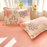 SHOPMOCHO 2pcs Fluffy Plush Pillowcase for Winter Warm Soft Coral Fleece Pillowcase Cover 48x74cm Cartoon Kids Pillow Sham Cushion Cover