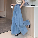 Shopmocho 2025 Autumn New Loose-Fit Plus Size Women's Jeans Slimming Wide-Leg Ground-Length Simple Style Casual Ladies Pants