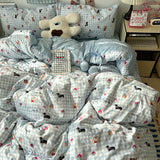 SHOPMOCHO New Soft Skin-friendly Bedding Set Comfortable Breathable Duvet Cover Set with Sheet Single Double Quilt Cover and Pillowcases