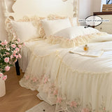 SHOPMOCHO 3pcs Korean style Duvet Cover Set (1*Duvet Cover + 2*Pillowcase, Without Core), Lace embroidery Bedding Set