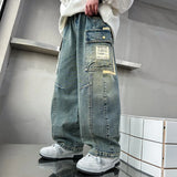 SHOPMOCHO New Design Children Relaxed Fit Straight Leg Cargo Jeans for Teenage Boys Loose Denim Pants with Pocket Kids Casual Trousers