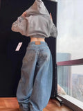 SHOPMOCHO Gradient Spring 2025 Blue Jeans Women Y2K Vintage High Waisted Jeans Straight Streetwear Loose Large Wide Leg Denim Pants