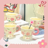 Shopmocho High Value Ceramic Flower Coffee Mugs Dishwasher Safe Creative Water Cups Birthday Gifts for Girls Household