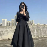 Shopmocho Early Autumn Long Dress Elegant French Hepburn Style Slimming Black Long Sleeve Women's Dress New Hot Sale Of The Season Fashion
