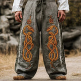 Shopmocho Men's retro Viking Celtic art knot 3D printed casual pants drawstring straight leg pants summer beach pants