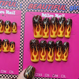 SHOPMOCHO Europe America Spice Girl Handmade Long Square Stilettos Fake Nails Metal Rivet Chain Flowers Lips Bowknot Diamond Press On Nail