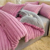 SHOPMOCHO 150x200cm Solid Color Plush Duvet Cover AB Style Double-sided Velvet Quilt Cover Winter Keep Warm Thickening Bedding Article