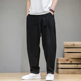 SHOPMOCHO Spring Cotton Linen Pants Men Elastic Waist Casual Harem Pant Loose Sweatpants Traditional Chinese Trousers pantalons homme