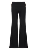 SHOPMOCHO Women's Flare Pants Low Waist Slim Fit Y2K Metal Button Design Casual