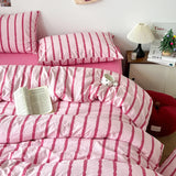 SHOPMOCHO Pink Striped Duvet Cover Single/Full/Queen Size housse de couette Comfortable Quilt Cover for Adults fundas nordicas cama 150