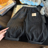 SHOPMOCHO Spring Autumn Children Pants 1-8Y Boys Black Plaid Loose Casual Straight Trousers Korean Toddler Wear For Kids Clothes New