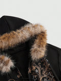 SHOPMOCHOWinter Warm Gothic Print Hoodie Women's Faux Fur Crop Top Zip-Up Sweatshirt Fashion Y2K Streetwear Hooded Jacket 2026 New