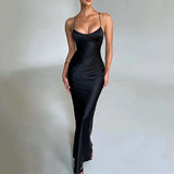 Shopmocho Sexy Satin Backless Lace Up Mermaid Slip Dress Women Sweetheart Neck Sexy Slim Bodycon Dresses Elegant Silk Gown Partywear