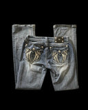 SHOPMOCHO Y2K  American Embroidery Diamond Fashion Retro Punk Low Waist Casual Jeans Blue Jeans Wings Pattern High Street Slim Leg Pants