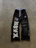 Shopmocho High Street Trendy Pants High Street Ins Trendy Brand Men's and Women's Loose Straight Tube Embroidered Printed Casual Pants