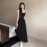 Shopmocho 2025 Summer Elastic Tank Dress Women's Sleeveless Off-The-Shoulder Waist-Fitted Slimming Long Dress Off-Shoulder Base Layer
