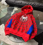 SHOPMOCHO Y2k Retro Gothic America Spider Foaming 3d Print Hoodies Fashion Oversized Loose Full Zipper Hoodie Men Jacket Street Sweatshirt